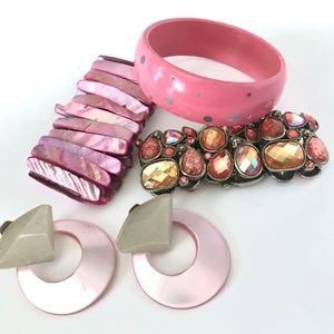 Retro 90's Pink Bracelets & Earrings Jewelry Bundle